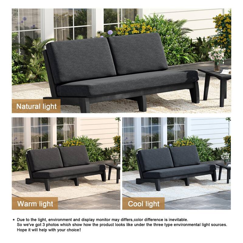 3 Seat Wood 64" W Outdoor Patio Sofa with Cushion