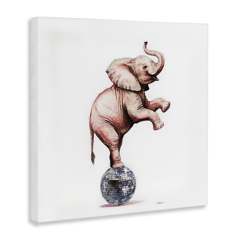 Stupell Elephant on Disco Ball Canvas Wall Art Design By Amanda Greenwood