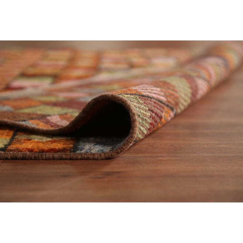 Oriental Rug Handmade Multi-Color Geometric Moroccan Wool Carpet - 6'4" x 8'10"