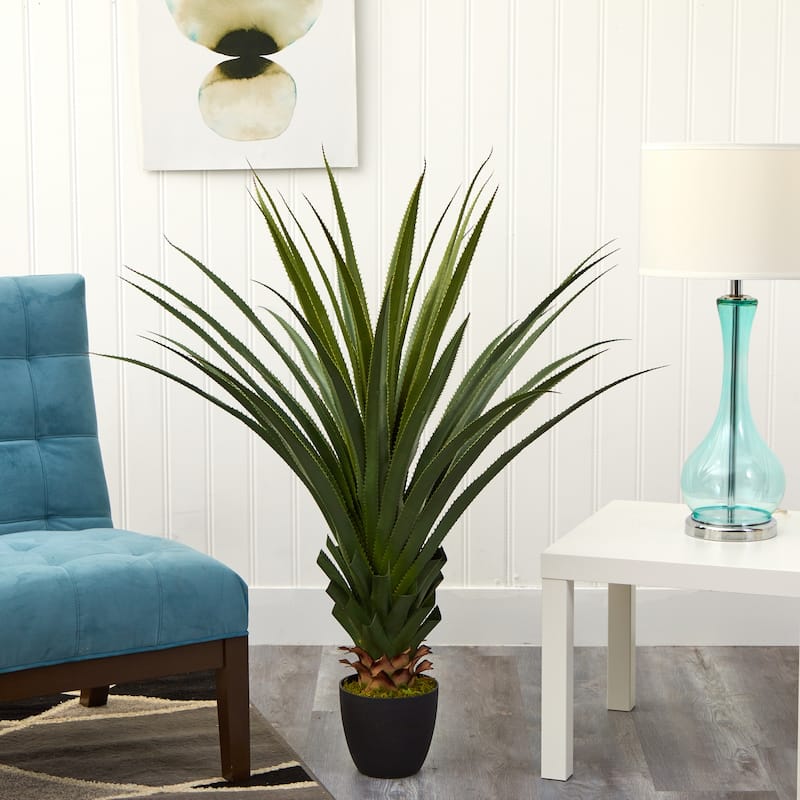 Decorative Spiked Plant - 4 Ft Southwest Style Indoor Accent - Home Office Decor Gift - 4ft.