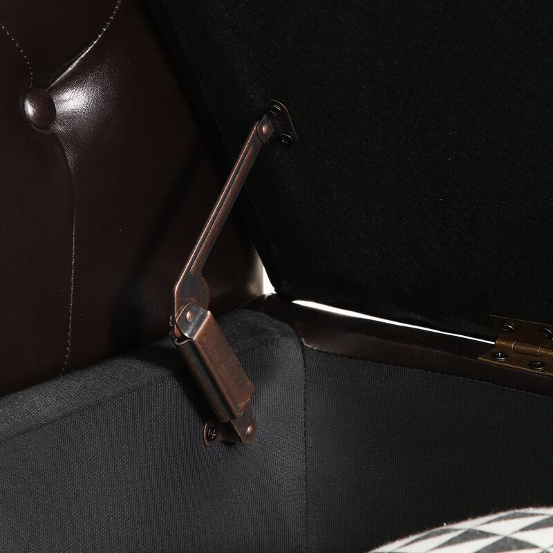 63" PU Upholstered End of Bed Bench Flip Top Entryway Ottoman with Safety Hinge Storage Rectangular Sofa Stool Buttons