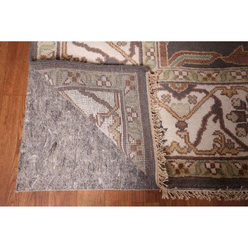 All-Over Gray & Ivory Oushak Indian Area Rug Handmade Wool Carpet - 8'1" x 9'9"