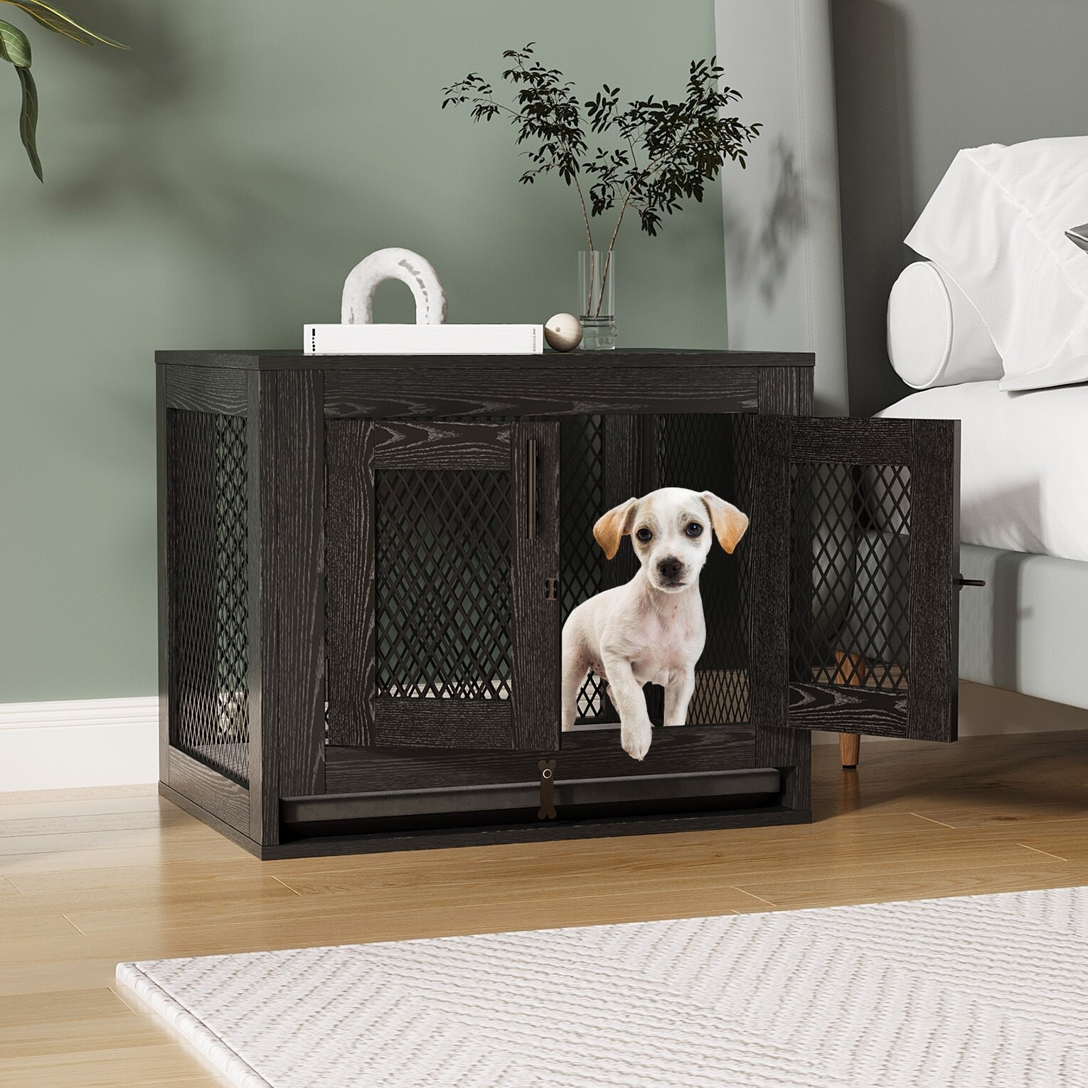 Dog Crate with Cushion and Tray Heavy Duty Dog Kennel Double Doors - Bed  Bath & Beyond - 37417493