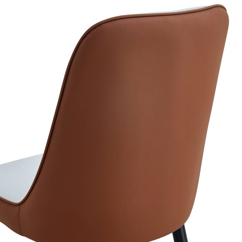 Modern Faux Leather Dining Chair Set of 4, Upholstered Kitchen Side Chair with Metal Legs Armless Chair for Living Room