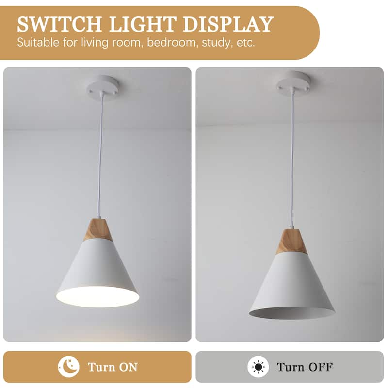 Farmhouse Pendant Light Fixture with Wood and Metal for Kitchen, Hallway,Living Room