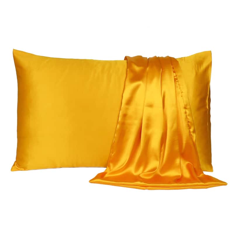 HomeRoots Goldenrod Dreamy Set Of 2 Silky Satin Standard Pillowcases - Gold - 20' X '26' X '1