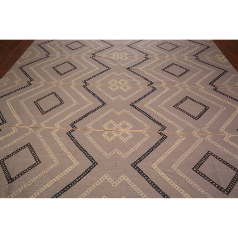Geometric Kilim Durrie Oriental Large Area Rug Oriental Carpet - 10'7" x 14'6"