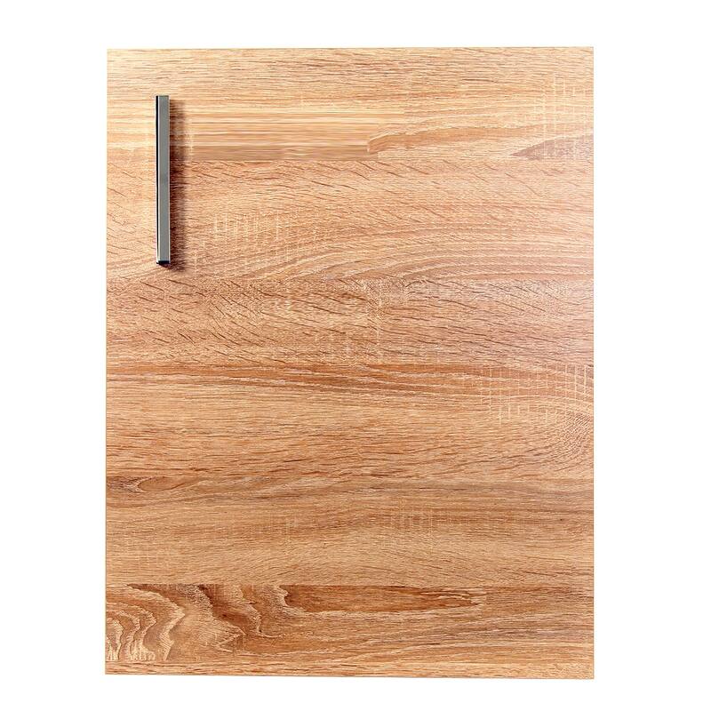 Wall Vanity and Mirror Set with Drain & Faucet - Oak