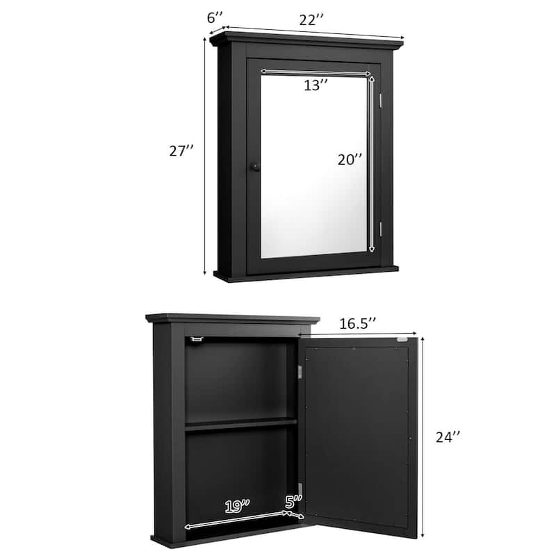 Gymax Bathroom Mirror Cabinet Wall Mounted Adjustable Shelf Medicine - See Details