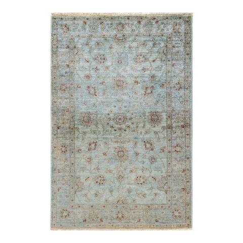 Vibrance, One-of-a-Kind Hand-Knotted Area Rug - Green, 3' 10" x 6' 0" - 3' 10" x 6' 0"