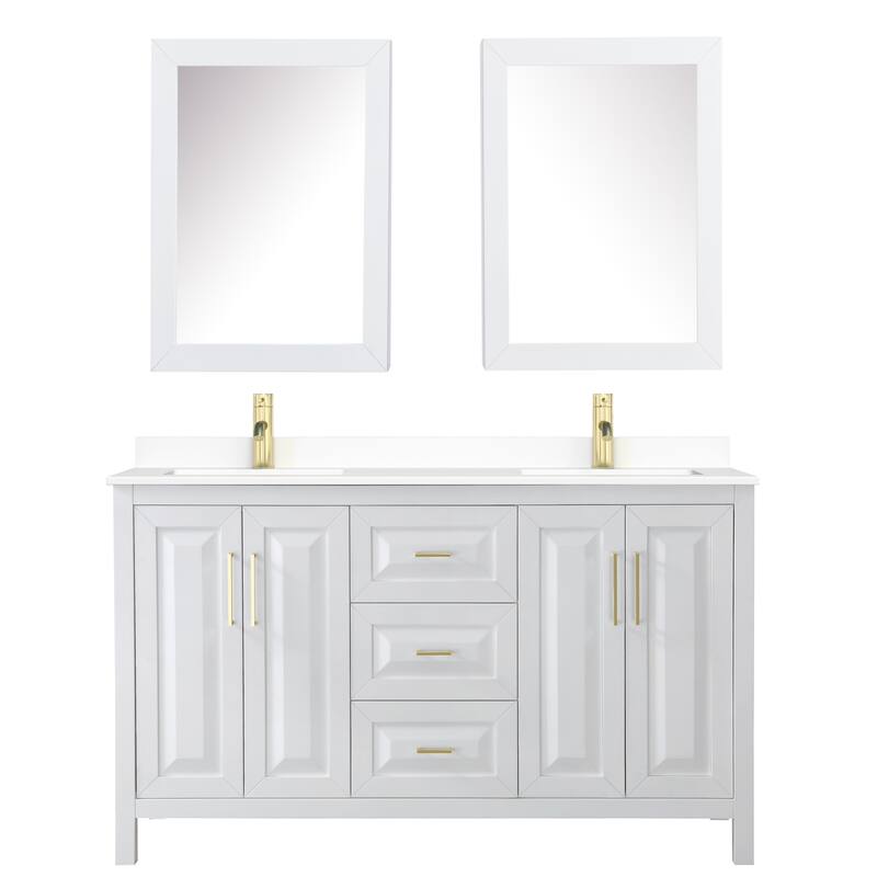 Daria 60 Inch Double Vanity, Cultured Marble Top, Medicine Cabinets
