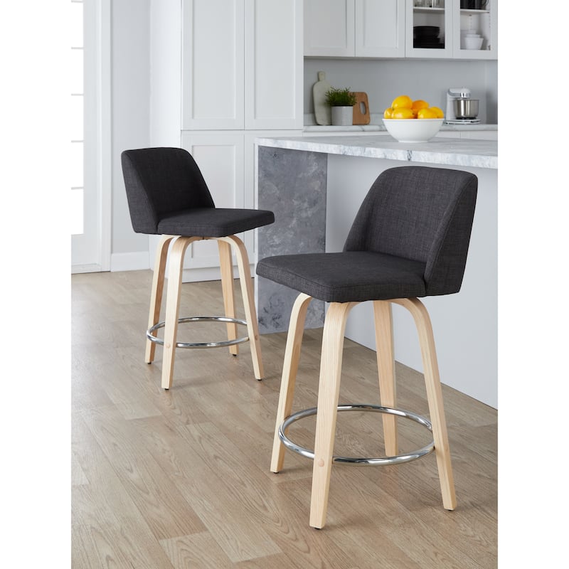 Carson Carrington Vallberga 24" Counter Stool with Natural Wood Base (Set of 2)