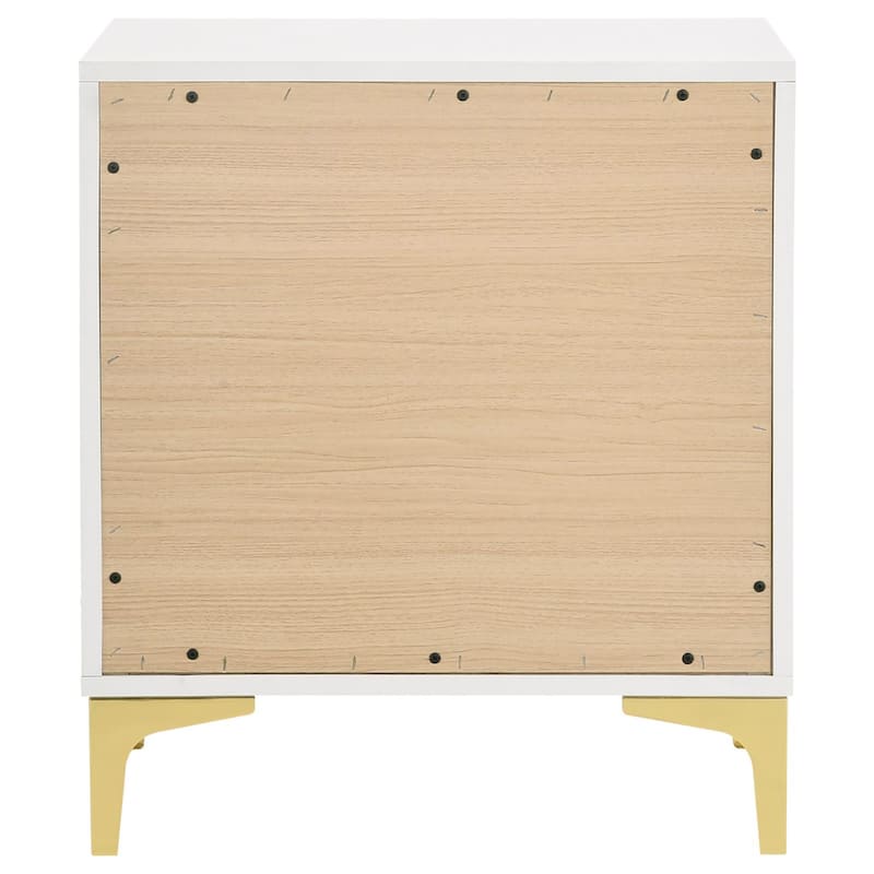 Rectangular Nightstand with 2 Drawers, Bedroom Storage Cabinet with Metal Handles, Accent Cabinet with Metal Legs