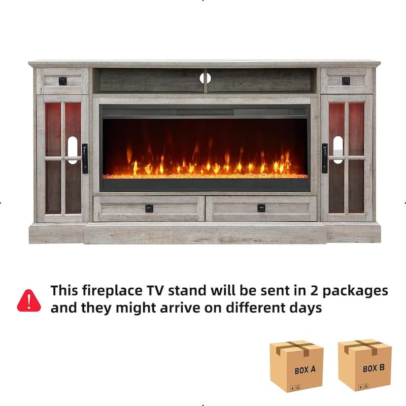 Fireplace TV Stand for 80 Inch TV, Entertainment Center,Media Console