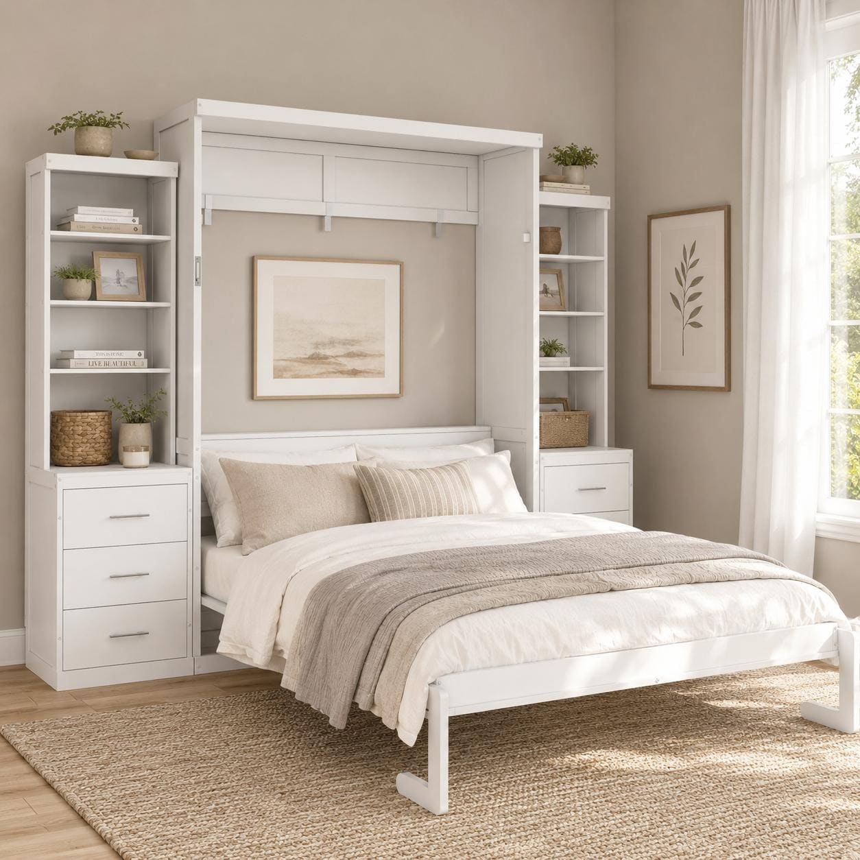 Space-Saving Murphy Bed Cabinet with Dual Side Storage Towers by Harper&Bright Designs