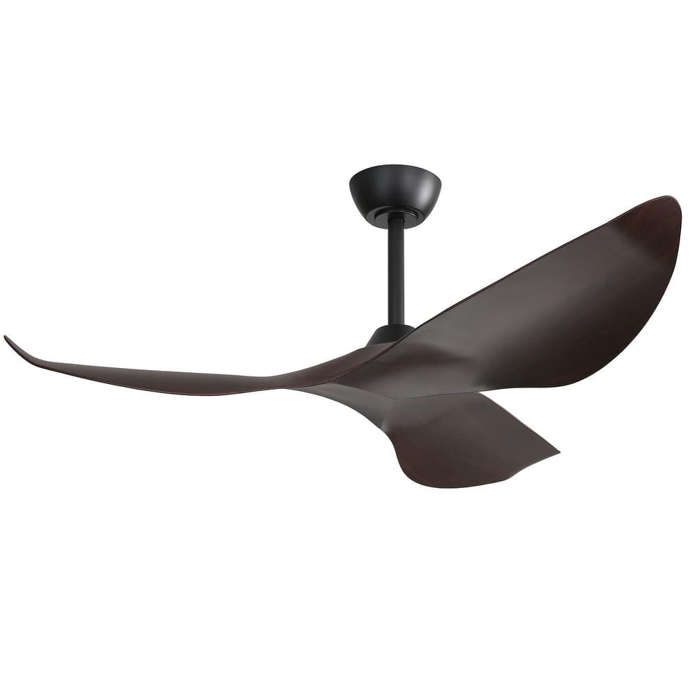Sofucor 52inch Farmhouse Vintage Ceiling Fan with Wave-shaped curved Blades, Remote Control,Without Light - 52 Inches