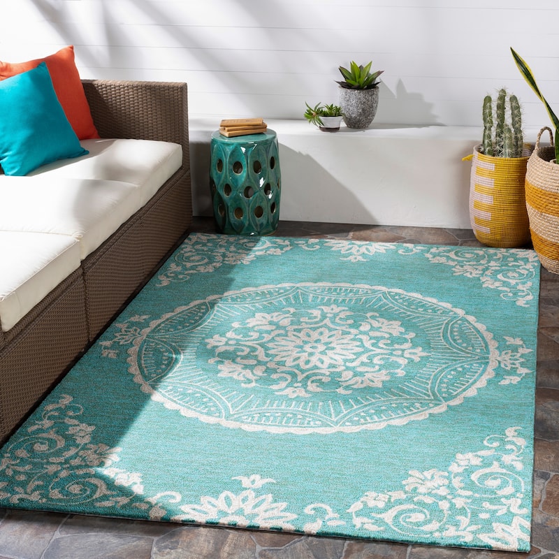 Artistic Weavers Aruba Coastal Medallion Outdoor Area Rug - 2' x 3' - Green