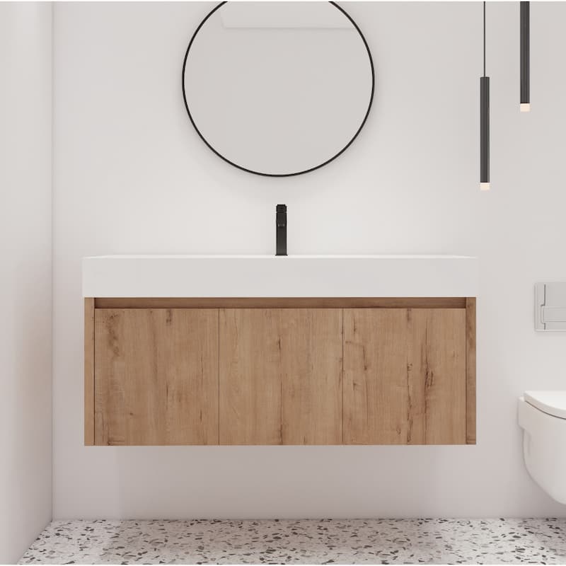 Malwee 24"/30"/36"/48" Floating Bathroom Vanity with Sink - 47.25"×18.13"×22.44"