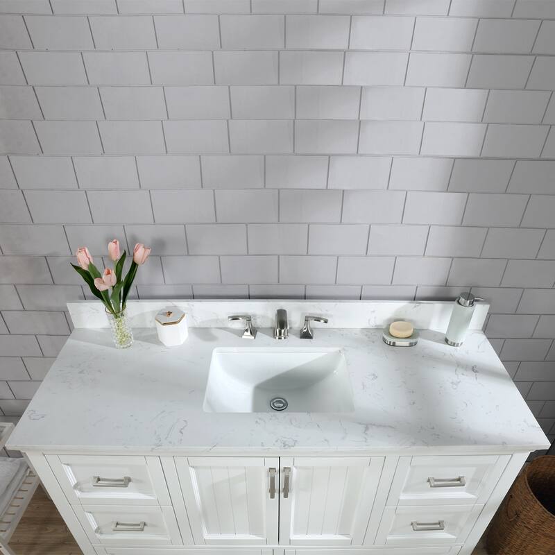 Altair Isla Single Bathroom Vanity Set and Aosta White Countertop without Mirror