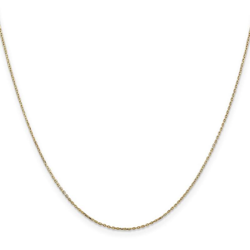 Curata 10k Yellow Gold 0.8mm Diamond Cut Cable Chain Necklace (Lobster)