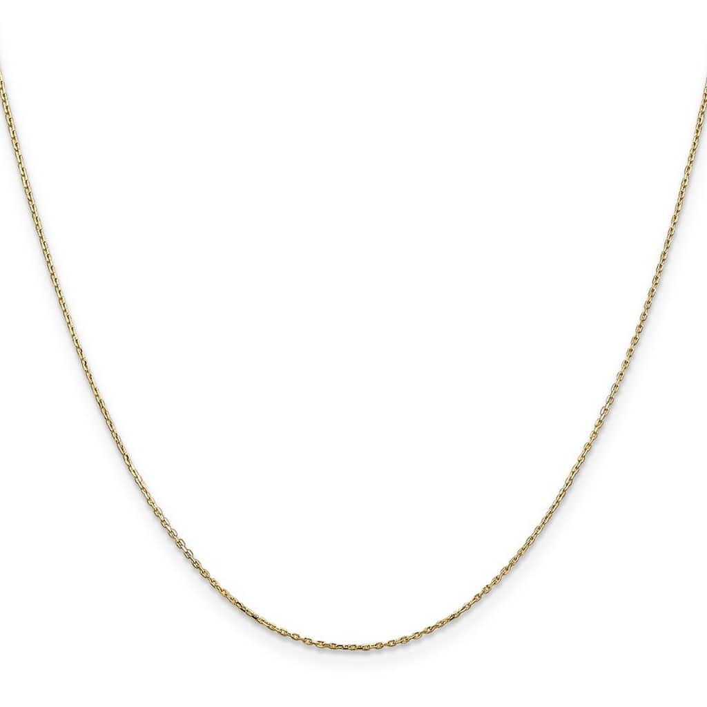 Curata 10k Yellow Gold 0.8mm Diamond Cut Cable Chain Necklace (Lobster)