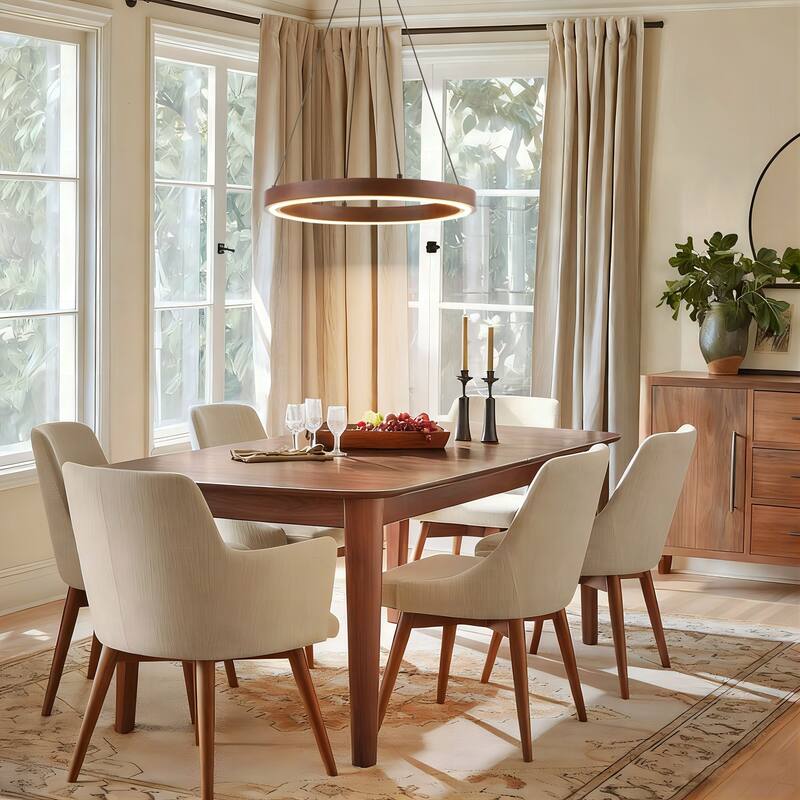 19.7" Modern Industrial LED Pendant Light with Circular Frame Ideal for Dining Rooms and Foyer Areas