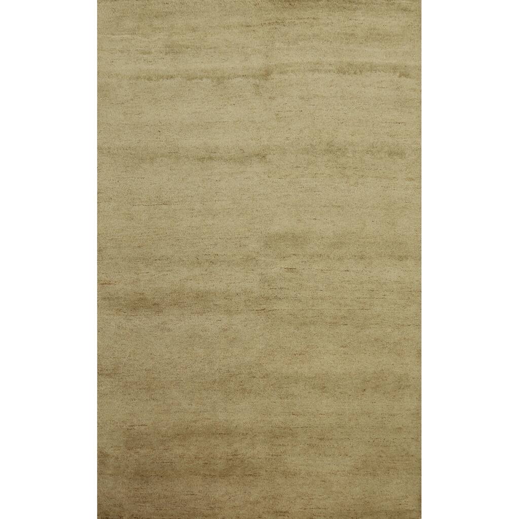 Hand Knotted Oriental 100% Wool Carpet Modern Modern Beige & Ivories Gabbeh Area Rug - 7' 11'' X 5' 8''