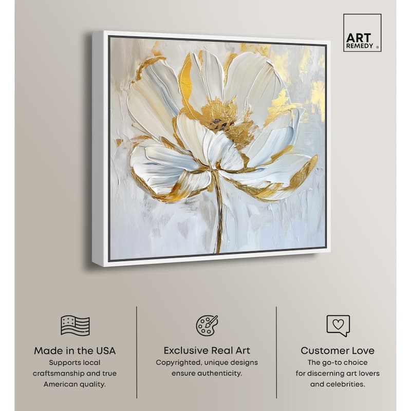 Art Remedy Gold Magnolia II Framed Floral Fine 1 Piece Canvas Wall Art