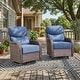 preview thumbnail 157 of 189, Pocassy Outdoor Wicker Sofa with Swivel Chair Fire Pit Table Furniture Set. Brown Wicker & Blue Cushion - 2 Pieces Swivel Chair with 6-In Cushion