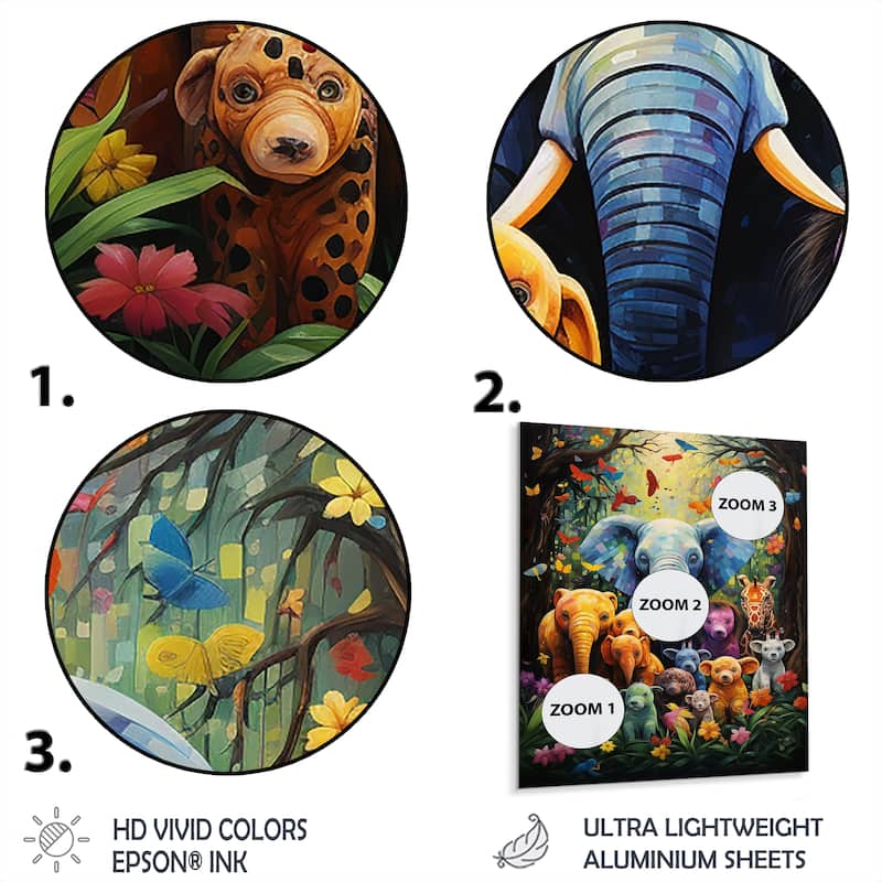 Designart "Blue Animal Playground Nursery I" Animal Nursery'S Metal Wall Art - Blue Metal Art Nursery Metal Art Work