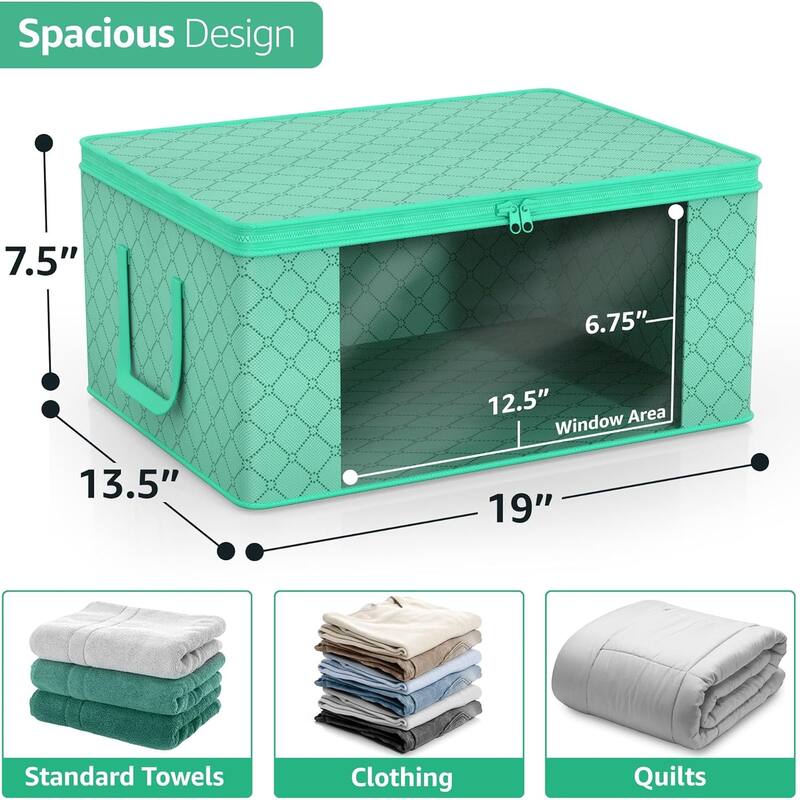 Sorbus Medium Clothes Storage Bags with Window, Lids, and Handles 8 Pack - 19"L x 13.5"W x 7.5"H