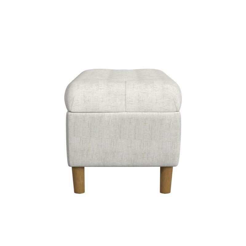 HomePop Button Tufted Top Storage Bench with Wood Legs