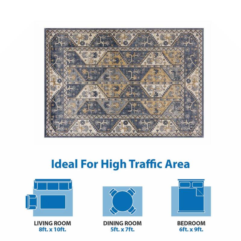 Tiled Border Area Rug,8' x 10' - 8' x 10'