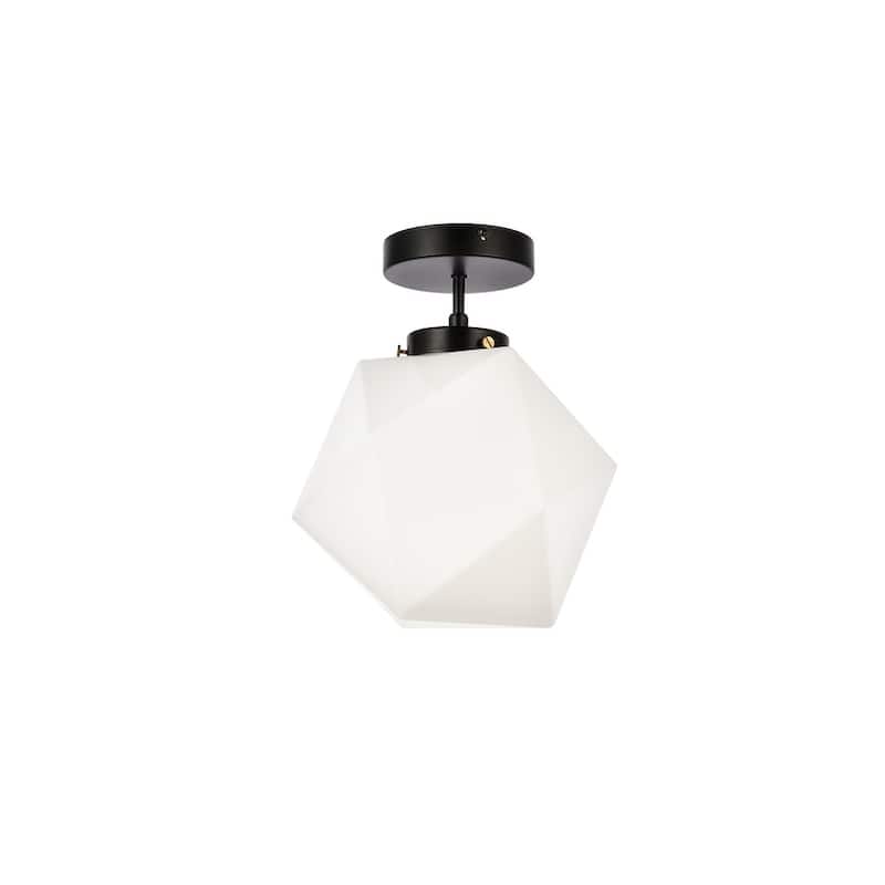 Lance 1 Light White Glass Flush Mount - 9.8 Inch