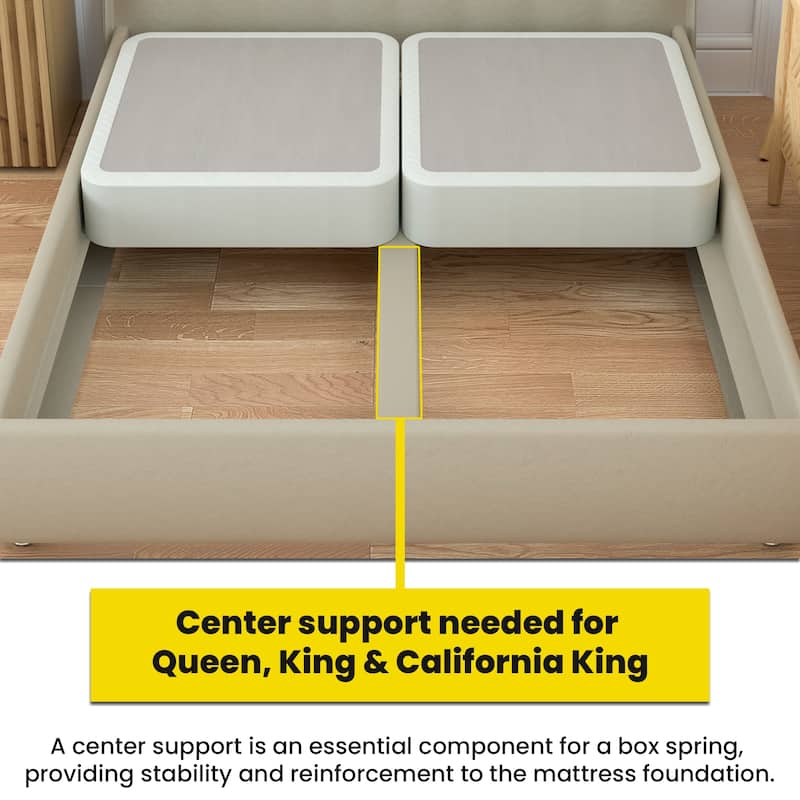 4Inch Wooden Box Spring, Low Profile Split Bed Foundation Ideal