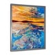 preview thumbnail 10 of 8, Designart "Orange Sunset Over Whirly Blue Waves" Nautical & Coastal Framed Art Print