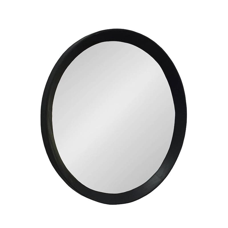 HomeRoots 20" Black Round Wood Framed Accent Mirror - 19.8' X '19.7' X '2.8
