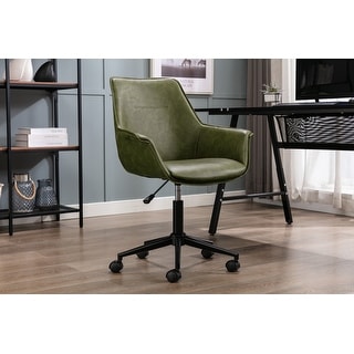 Porthos Home Jamar PU Leather Office Chair with Metal Roller Base