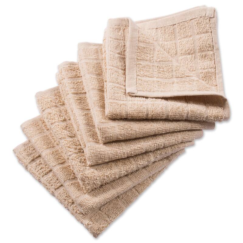 DII Solid Windowpane Terry Dishcloth Set of 6 - Pebble
