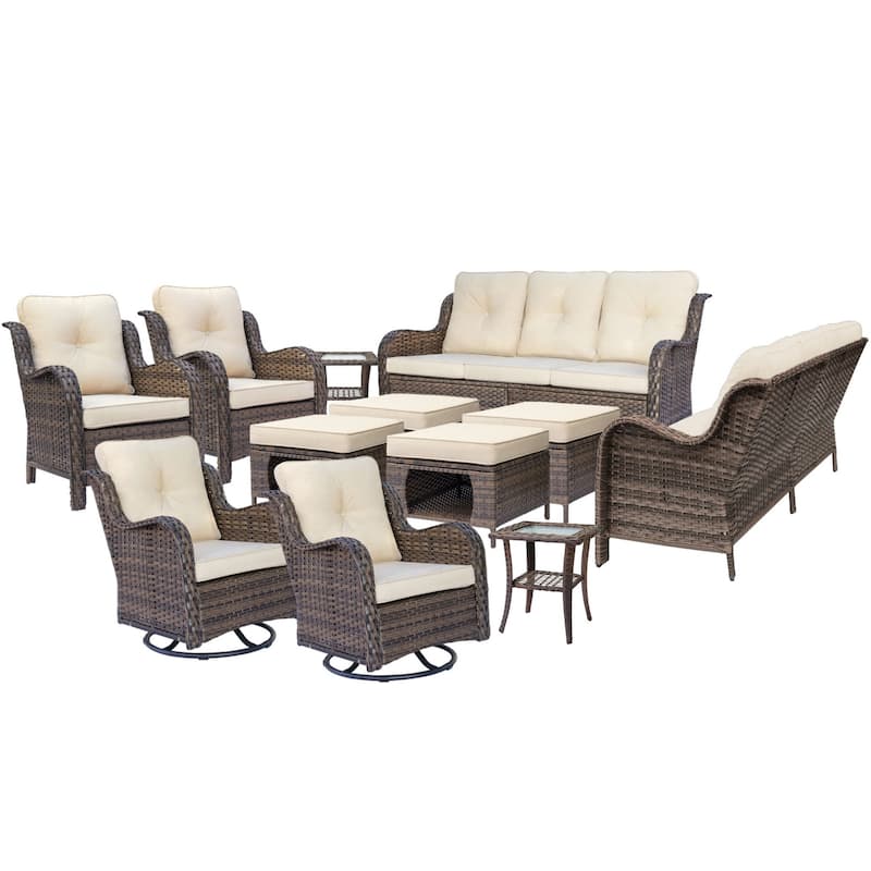 Patio Conversation Sets-Wicker Patio Furniture Sets with Swivel Chairs