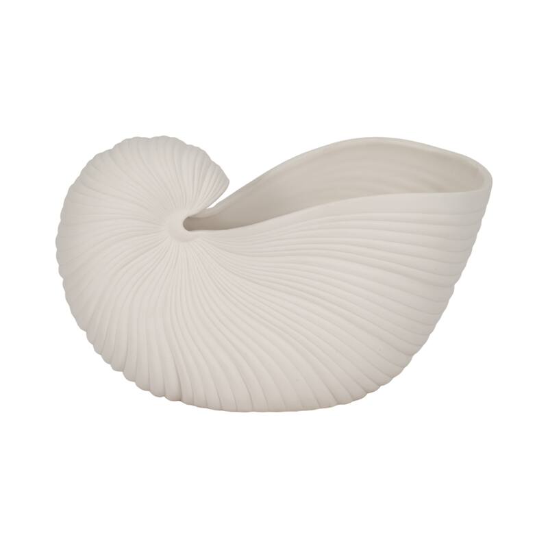 Decorative Ceramic Shell Accent Coral Figurine - White