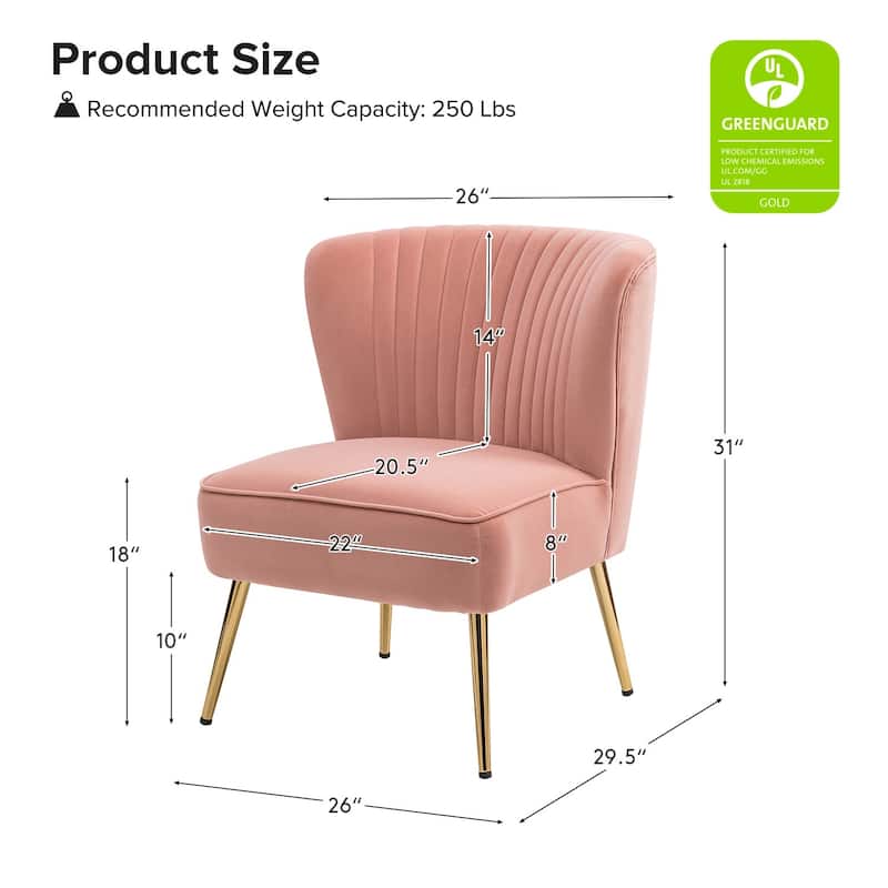 Monica 22''W Upholstered Modern Tufted Accent Side Chair with Gold Legs by HULALA HOME