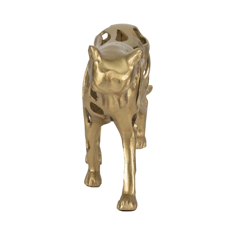 Fierce Lioness Sculpture Figurine - 14", Gold - 14" x 4" x 8"