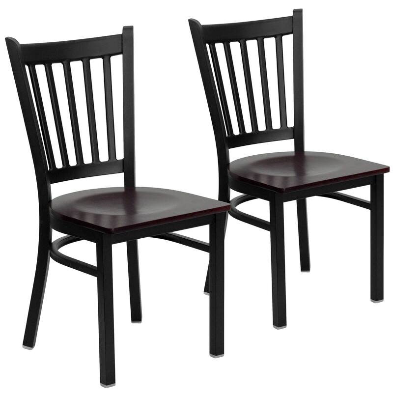 2 Pack Vertical Back Metal Restaurant Chair - 17"W x 20.25"D x 34.25"H
