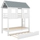 preview thumbnail 6 of 12, Kid Friendly Twin Size House Bunk Bed with Trundle, Roof & Windows