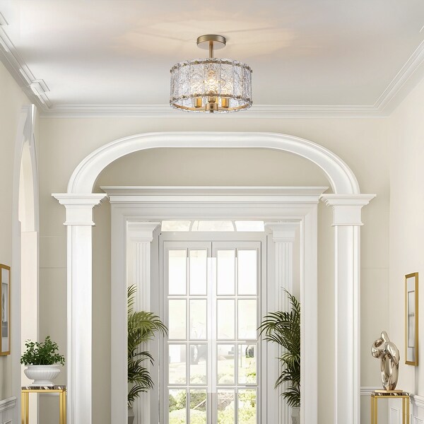 Starsky Modern 3/4-Light Textured Glass Semi Flush Mount Ceiling