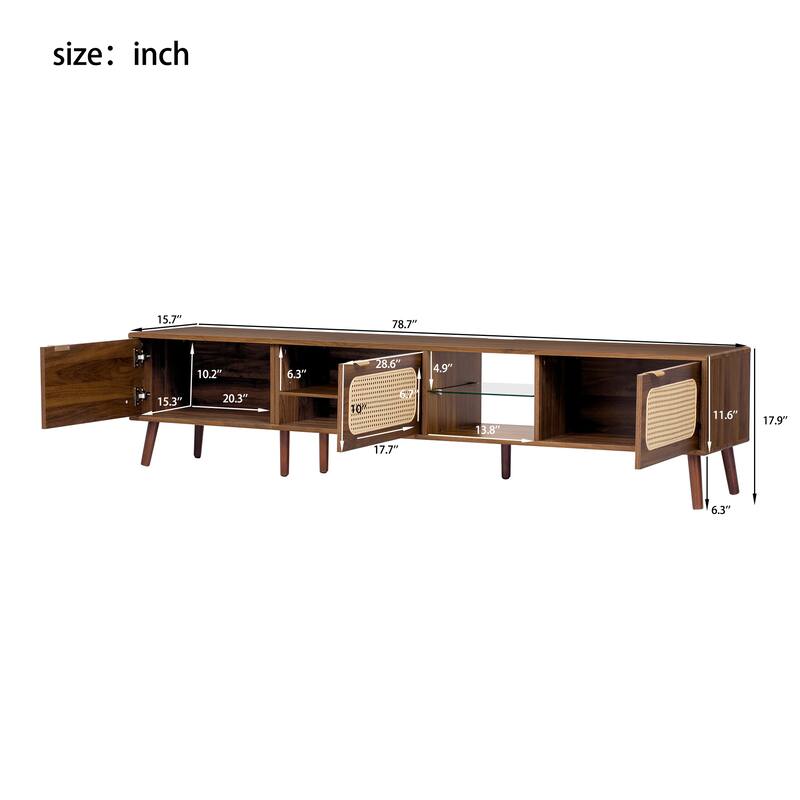 78" Entertainment Center for 75-85 Inch TVs - Spacious Media Console with Open Shelving, Perfect for Living Rooms & Bedrooms‌
