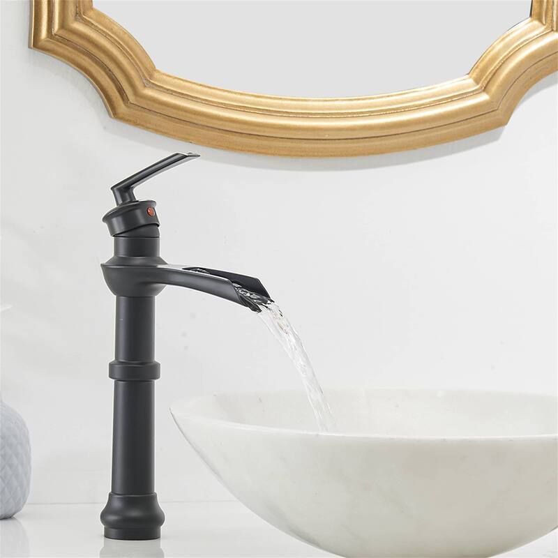 Waterfall Single Handle Bathroom Vessel Faucet With Drain Assembly Single Hole Vessel Sink Faucets Modern Basin Vanity High Tap