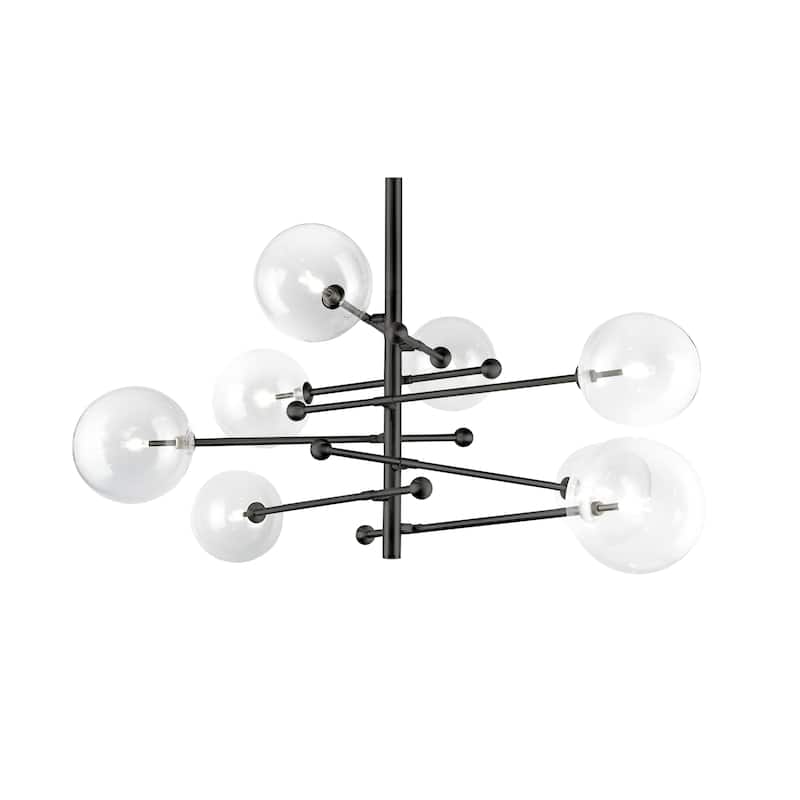 8-Light D47.2" Matte Black Frame Chandelier with Clear Glass Shades - Matte Black