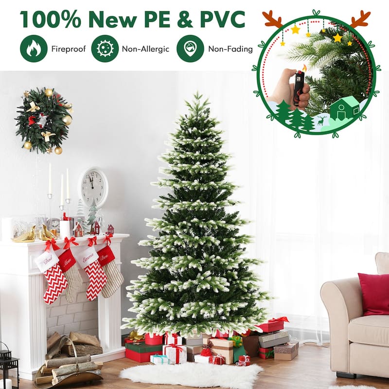 7 Feet Hinged Christmas Tree with 500 LED Lights Remote Control